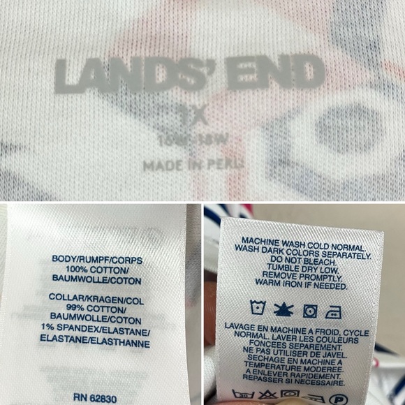 LANDS' END Sleeveless Top Polo Shirt Novelty Beach Umbrellas Resort Vacation 1X - Picture 4 of 7